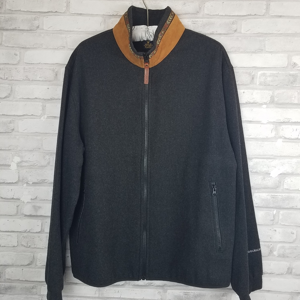 WOOLRICH Dark Gray Wool Zip Front Jacket